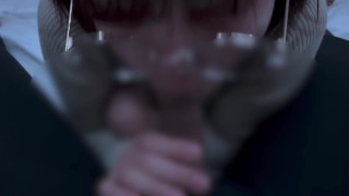 清楚系のメガネ女子が口内射精されてちゃう♡ cum im mouth blowjob